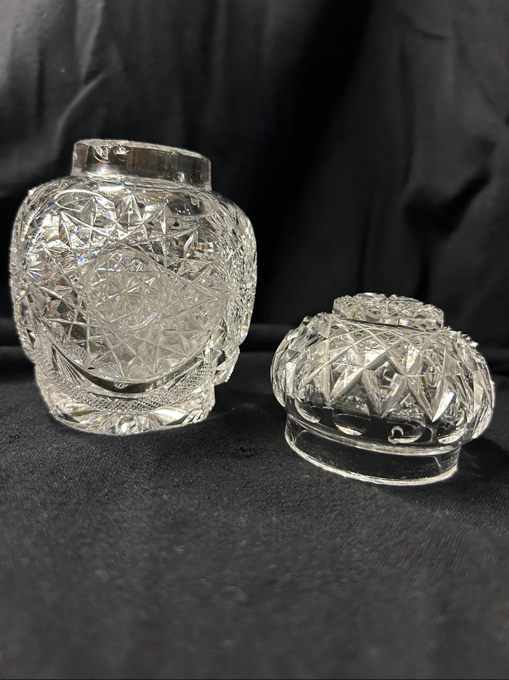 Clear Cut Glass Decorative Jar with Lid SMALL CHIPS